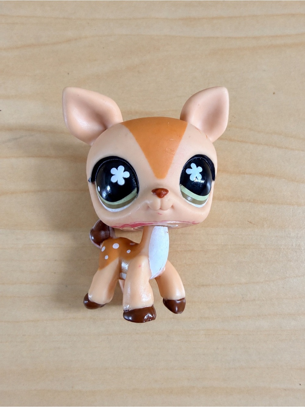 Littlest Pet Shop LPS #634 Tan Spotted Deer Flower Eyes